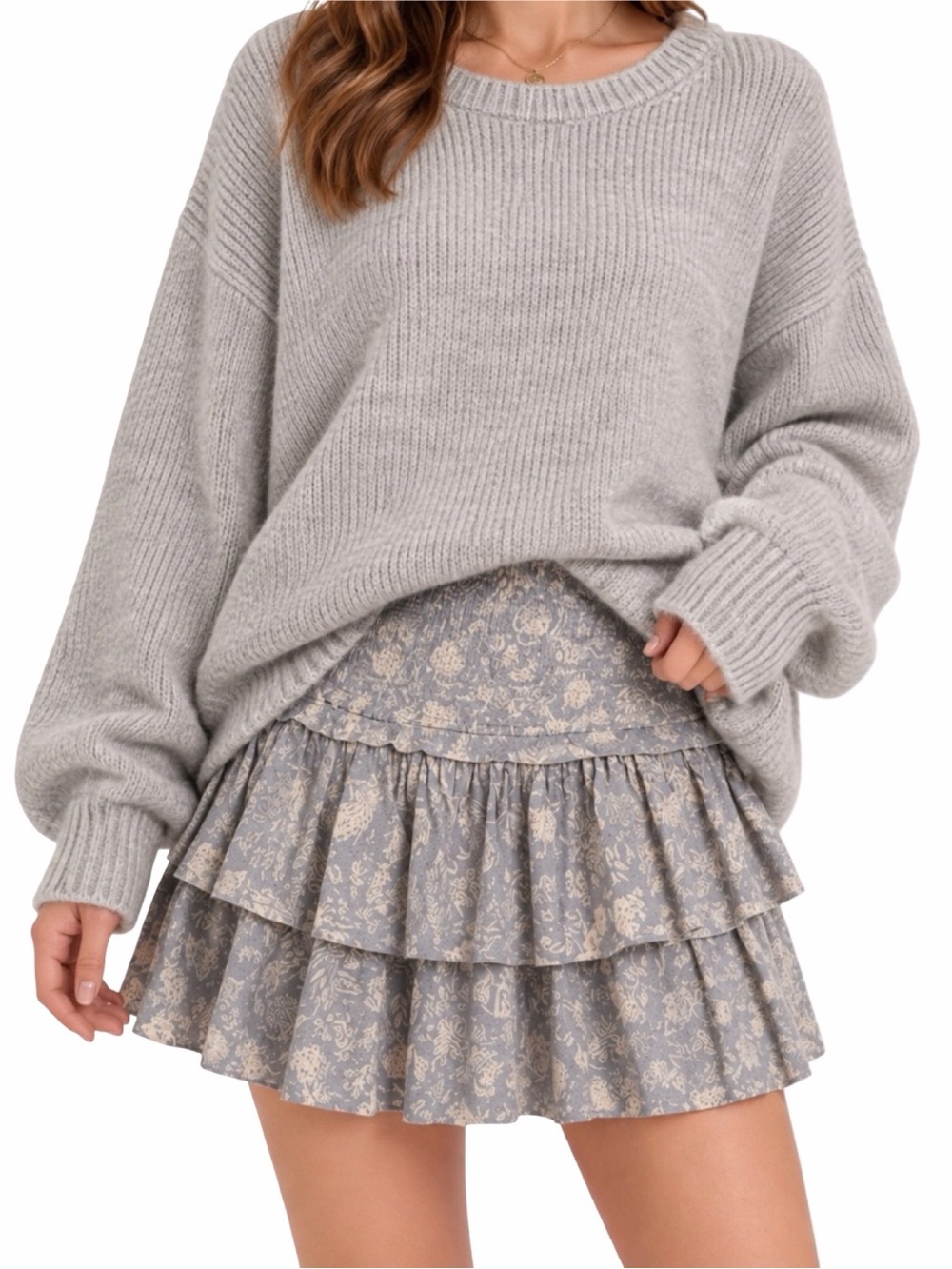 unsubscribed Smocked Tiered Mini Skirt - Size 10 - Smoked Gray